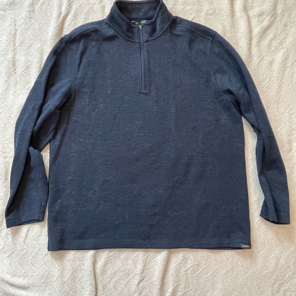 Eddie Bauer Men’s XL Navy Blue Quarter Zip Sweater Textured Knit Never Worn